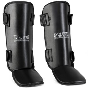 Ochraniacz na goleń z ochroną śródstopia Evolution Black - Evolution