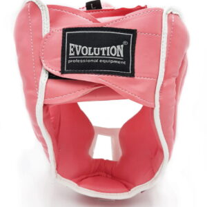 Kask treningowy z maską marki Evolution. Idealnie sprawdzi się podczas treningu boksu. Zaprojektowany w taki sposób by chronić: kości szczęki, kości policzkowe czy też nos. Plastikowa krata mocowana jest do kasku za pomocą rzepów. Kask bokserski z maską Evolution różowy - Evolution