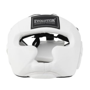Treningowy kask bokserski marki Evolution. Zwiększa bezpieczeństwo i komfort podczas treningów. Zaprojektowany by chronić głowę oraz kości policzkowe i szczękę przed ewentualnymi urazami. Produkt przeznaczony dla dorosłych bokserów - rozmiar senior.  Możliwość szerokiej regulacji i dopasowania do indywidualnych potrzeb. Kask bokserski treningowy Evolution - Evolution